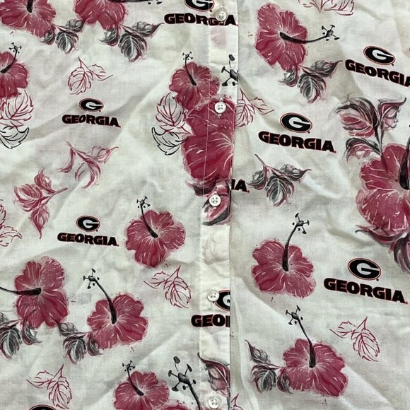 Women's Wes and Willy Button Up Shirt SZ Large Georgia Sports Floral Blouse - Picture 3 of 12
